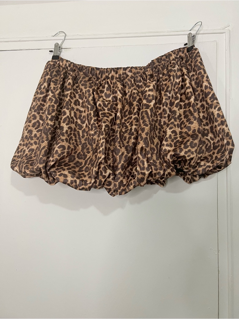 Leopard Print Bubble Mini Skirt